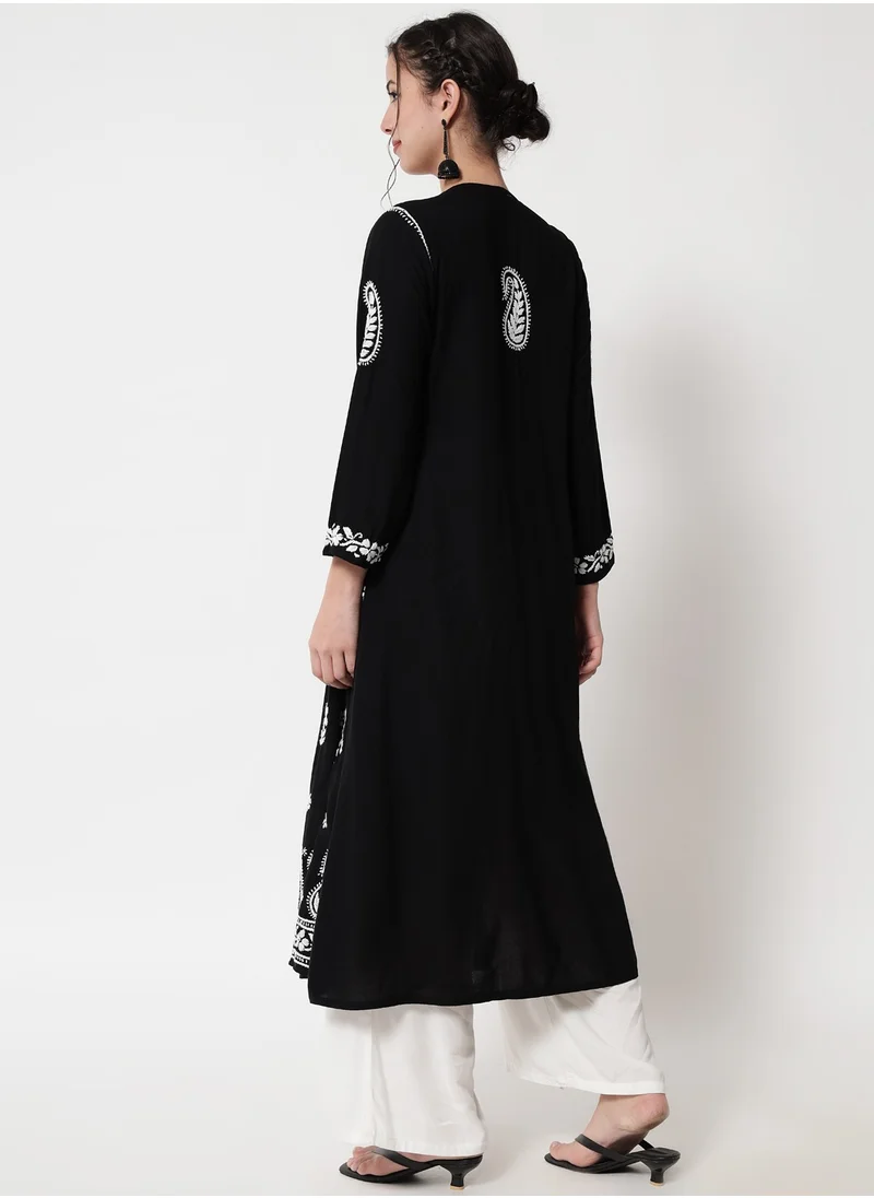 Alaya Women Hand Embroidered Chikankari Cotton Kurta-AL3549