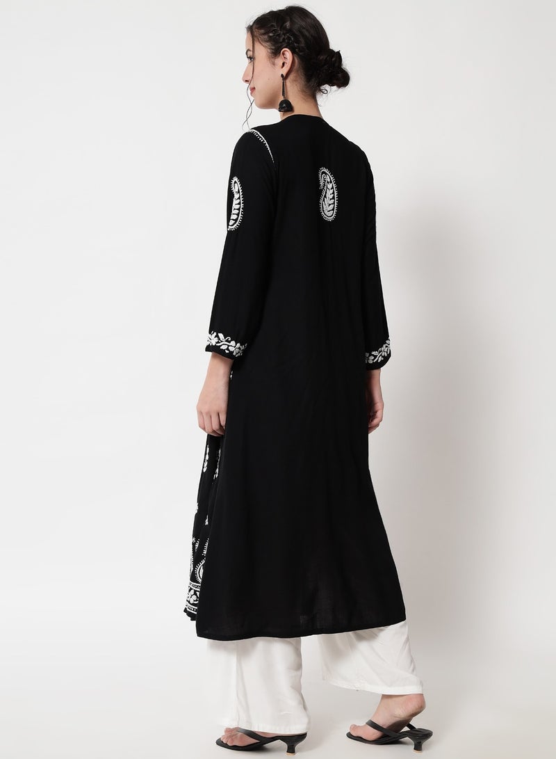 Alaya Women Hand Embroidered Chikankari Cotton Kurta-AL3549 - Image 2