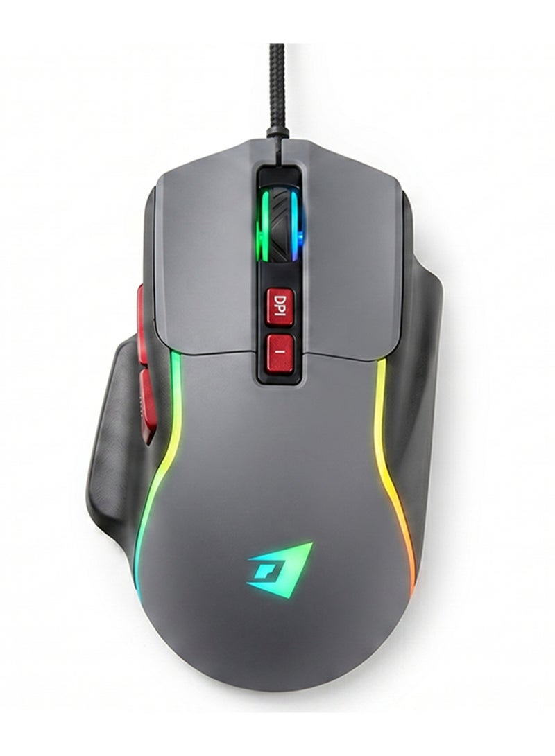 JERTECH JR850 Plus Gaming Mouse – RGB Lighting – 4800 DPI – Ergonomic Design – 7 Buttons – Wired – Gray - Image 3