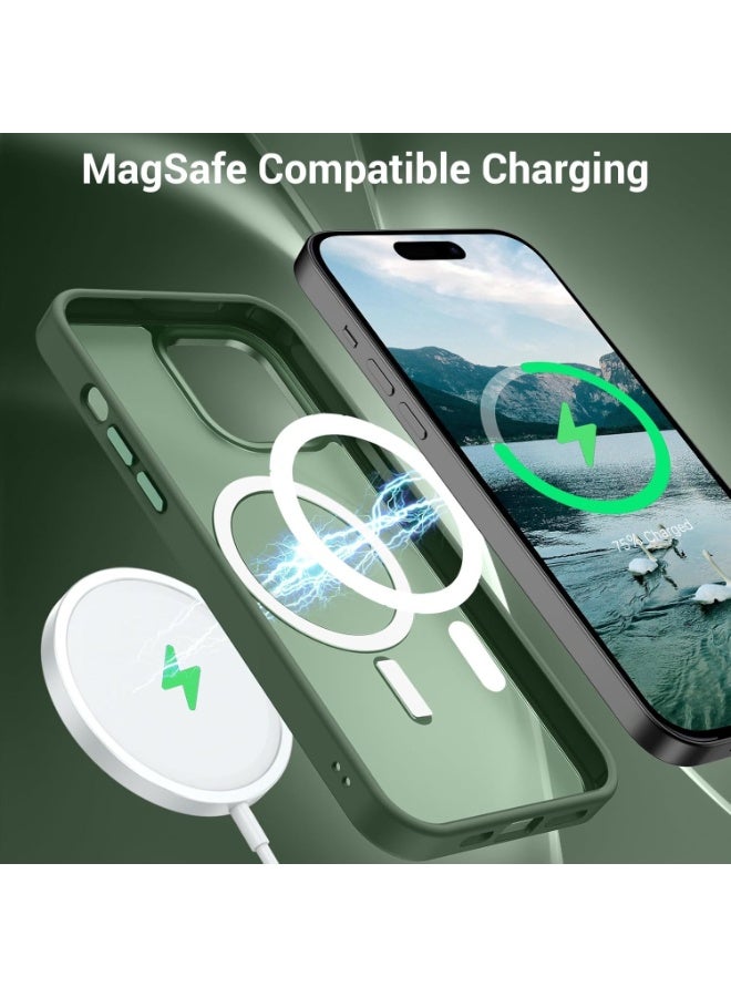 جراب مغناطيسي لهاتف iPhone 11 Pro مقاس 5.8 بوصة جراب هاتف شفاف غير لامع رفيع مقاوم للصدمات ومضاد للأصفر للنساء والرجال والفتيات والأولاد (أخضر) - Image 2