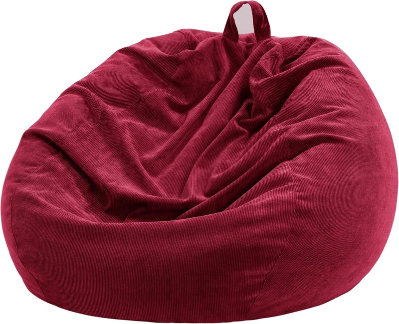 Nobildonna 3 ft Bean Bag Chair Cover No Filler 3543 Large Stuffed Animal Storage Bean Bag Washable Big Beanbag Chair Cover Premium Corduroy Bean Bag Cover for AdultsKidsWine Red 300L