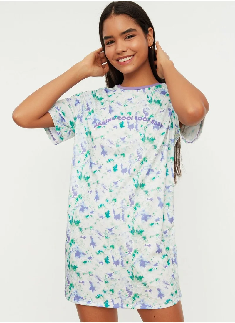 trendyol Crew Neck Printed Dress