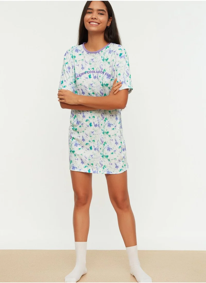 trendyol Crew Neck Printed Dress