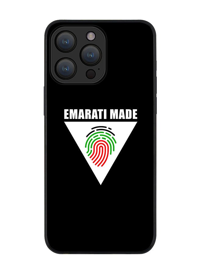 Stylizedd Cover for iPhone 15 Pro Case Rugged Black Slim fit Soft Flexible Anti Drop TPU Gel Thin Protective Phone Cases - Emarati Made Triangle - Image 1