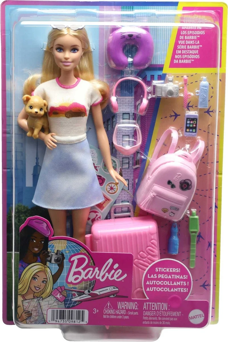 باربي Travel Doll and Accessories, 3 years and up, HJY18