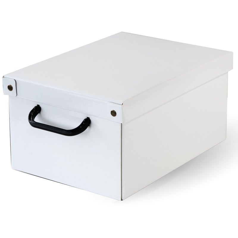 LAVATELLI Baulino Bianco  Set of 2 Foldable Decorative White Storage Boxes with Lids  Strong White Cardboard Organisers for Clothes Toys  Office  Made in Italy  35x25x175cm 138x98x69in