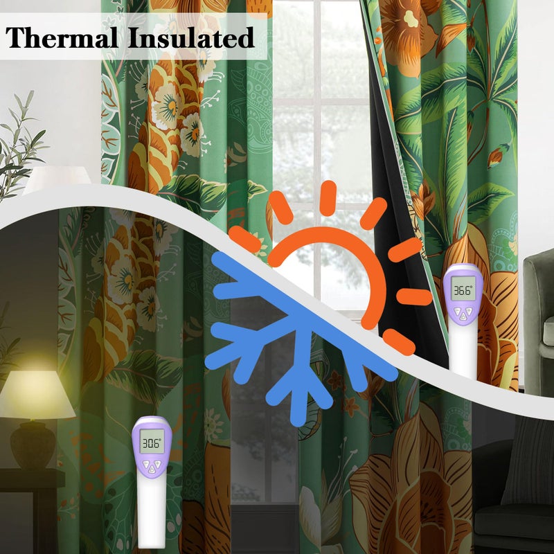 Tyrot Sage Green Boho Floral 100% Blackout Curtains for Bedroom 84 inch Long 2 Panels Butterfly Botanical Black Out Curtains for Living Room Grommet Thermal Insulated Room Darkening Drapes,52Wx84L - Image 5