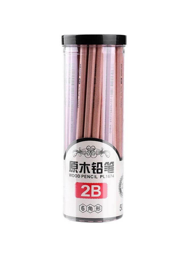 Baoke Pl1674 Wooden Hexagonal Pencil Lead 2B Drawing Pencil Exam Pencil, 50 Pieces Per Barrel - Image 1