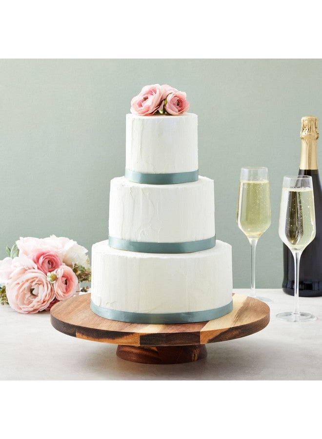 Juvale Round Acacia Wood Cake Stand for Wedding, Wooden Serving Platter for Appetizers and Desserts (12.75 Inches) - Image 2