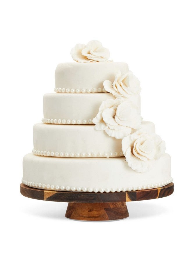 Juvale Round Acacia Wood Cake Stand for Wedding, Wooden Serving Platter for Appetizers and Desserts (12.75 Inches) - Image 5