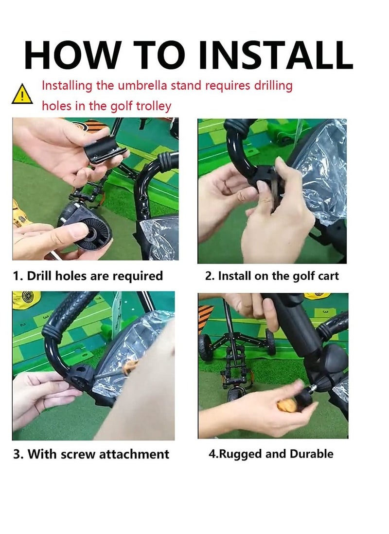 Generic - Golf Umbrella Holder, Angle Adjustable, Holder for the trolley, Anti-Fall Black Stand Attachment Deluxe Cart For Push Handles - Image 1