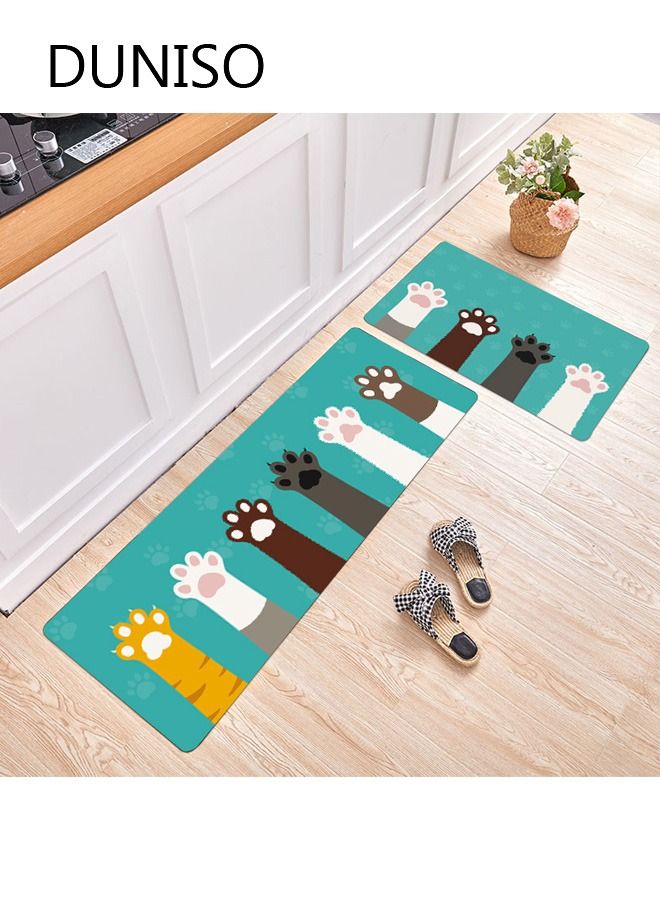 DUNISO 2PCS Non-Slip Kitchen Rugs and Mats, Anti-Fatigue Hallway Kitchen Runner Rug Set Backing Floor Mat for Kitchen Laundry Bathroom Office 40*60cm&40*120cm