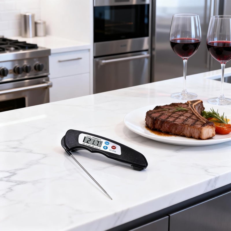 UREVO Digital Meat Thermometer - Instant Read Waterproof Food Thermometer with Foldable Long Probe for Kitchen, Cooking, Grill, and Candy - Image 3