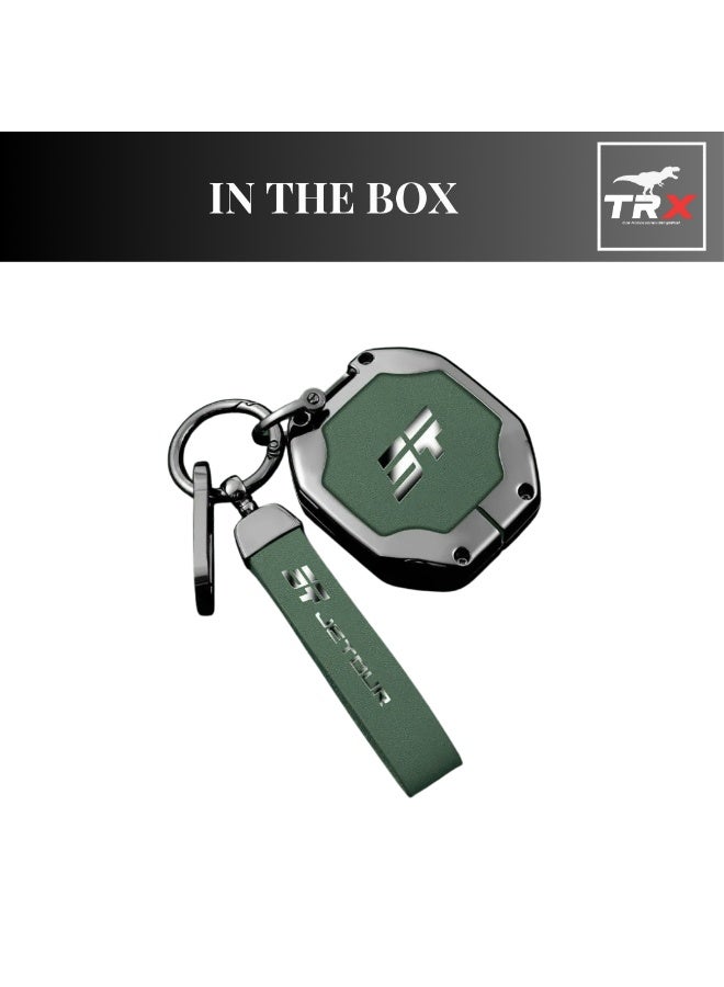  تي ار اكس اوتو غطاء مفتاح TRX AUTO مع سلسلة مفاتيح جلدية لسيارة Jetour T2 موديلات 2021-2025 | حافظة مفاتيح سيارة واقية | غطاء مفتاح من الجلد الصناعي | حامل مفتاح ذكي لسيارة Jetour | ملحقات Jetour T2 - Image 4