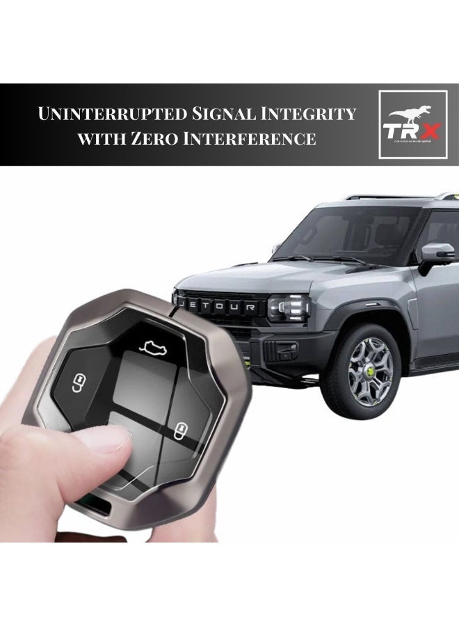  تي ار اكس اوتو غطاء مفتاح TRX AUTO مع سلسلة مفاتيح جلدية لسيارة Jetour T2 موديلات 2021-2025 | حافظة مفاتيح سيارة واقية | غطاء مفتاح من الجلد الصناعي | حامل مفتاح ذكي لسيارة Jetour | ملحقات Jetour T2 - Image 3
