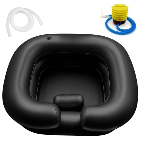 BIRDDIE Inflatable Hair Washing Shampoo Basin Portable Hair Washing Bowl for Bedridden Disabled Injured Elderly Shampoo Bowl for Dreadlocks and at Home Black - Image 1