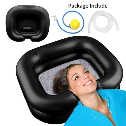 BIRDDIE Inflatable Hair Washing Shampoo Basin Portable Hair Washing Bowl for Bedridden Disabled Injured Elderly Shampoo Bowl for Dreadlocks and at Home Black - Image 3