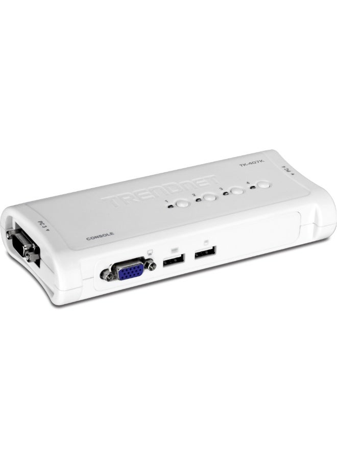 Trendnet 4-Port USB KVM Switch Kit with VGA Support for PC Server and Monitor Control,WHITE - TK-407K - Image 2