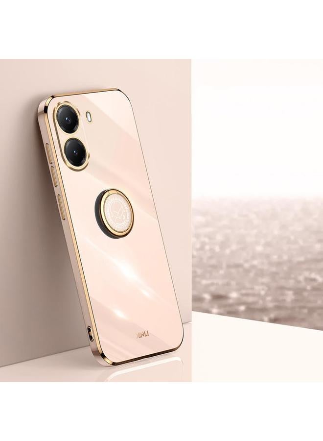 Case For Xiaomi Poco X7 Pro Straight Edge 6D Electroplate TPU Phone Case with Ring Holder