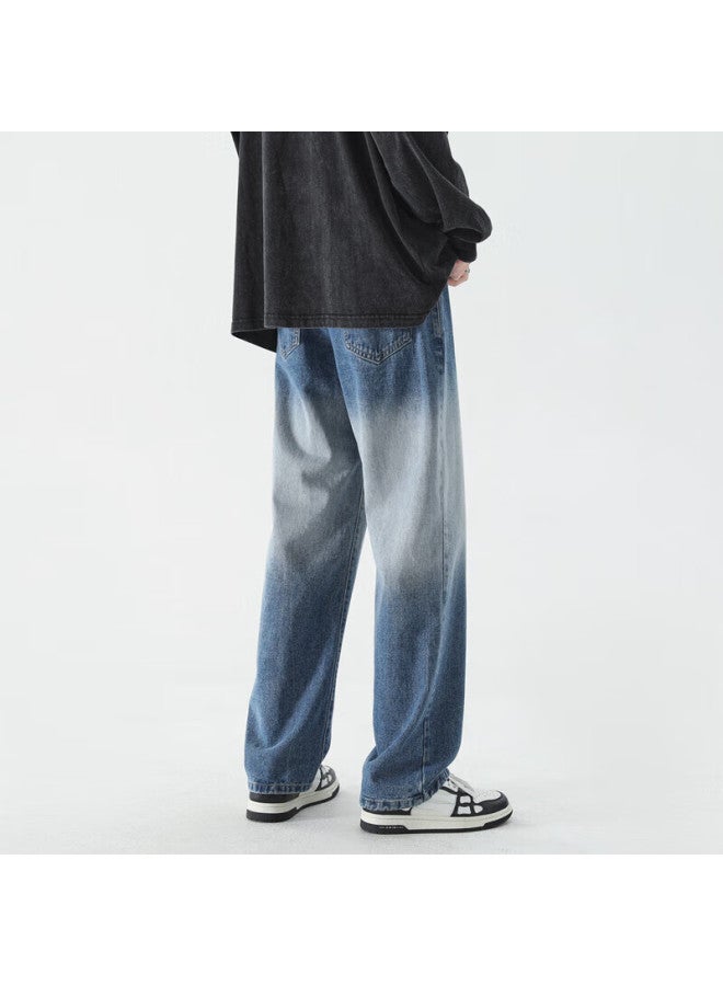 Dingfengbaoluo Men's Jeans, Spring And Summer High Street Straight-leg Trousers, American Retro Loose Wide-leg Casual Pants, 506 Blue, 3XL - Image 5