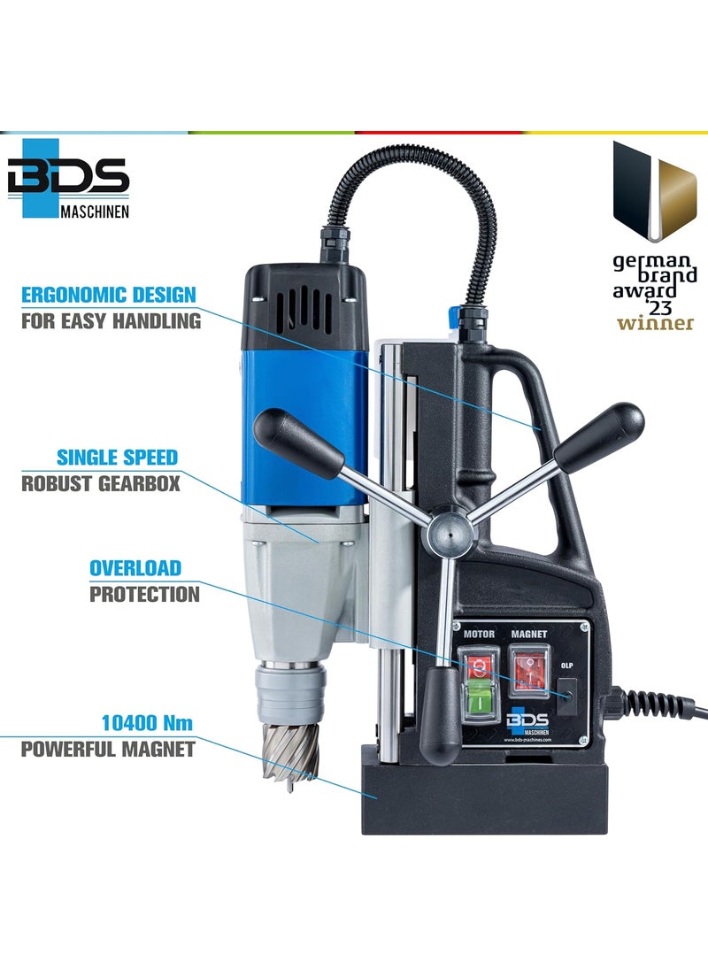 BDS Maschinen - BDS Maschinen Magnetic Drilling Machine With Pillar Type Sliding System Mabasic 40 40 Mm Diameter X 55 Mm Cutting Depth Keyless Tool Holder Designed In Germany Blue - Image 1
