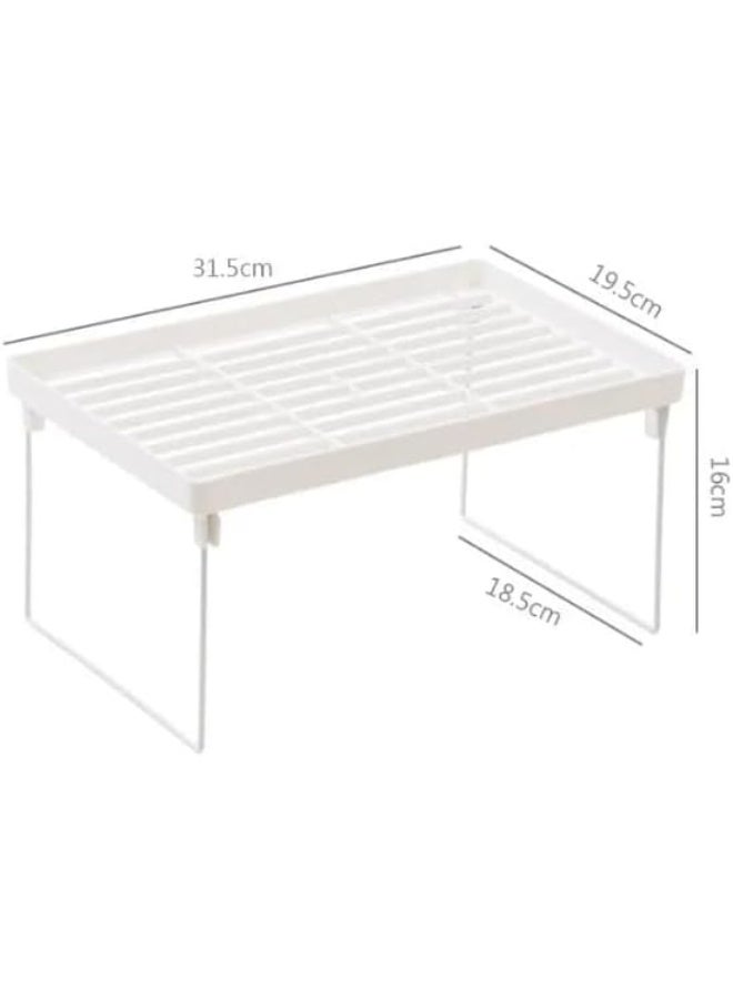 Purfex 3-Piece Kitchen Storage Shelf Organizer Set,Cabinet Organizer Shelf, Stackable Plastic Foldable Countertop Storage Stand with Metal Legs for Kitchen, Bathroom, Desk, Cabinet & Pantry - Image 2