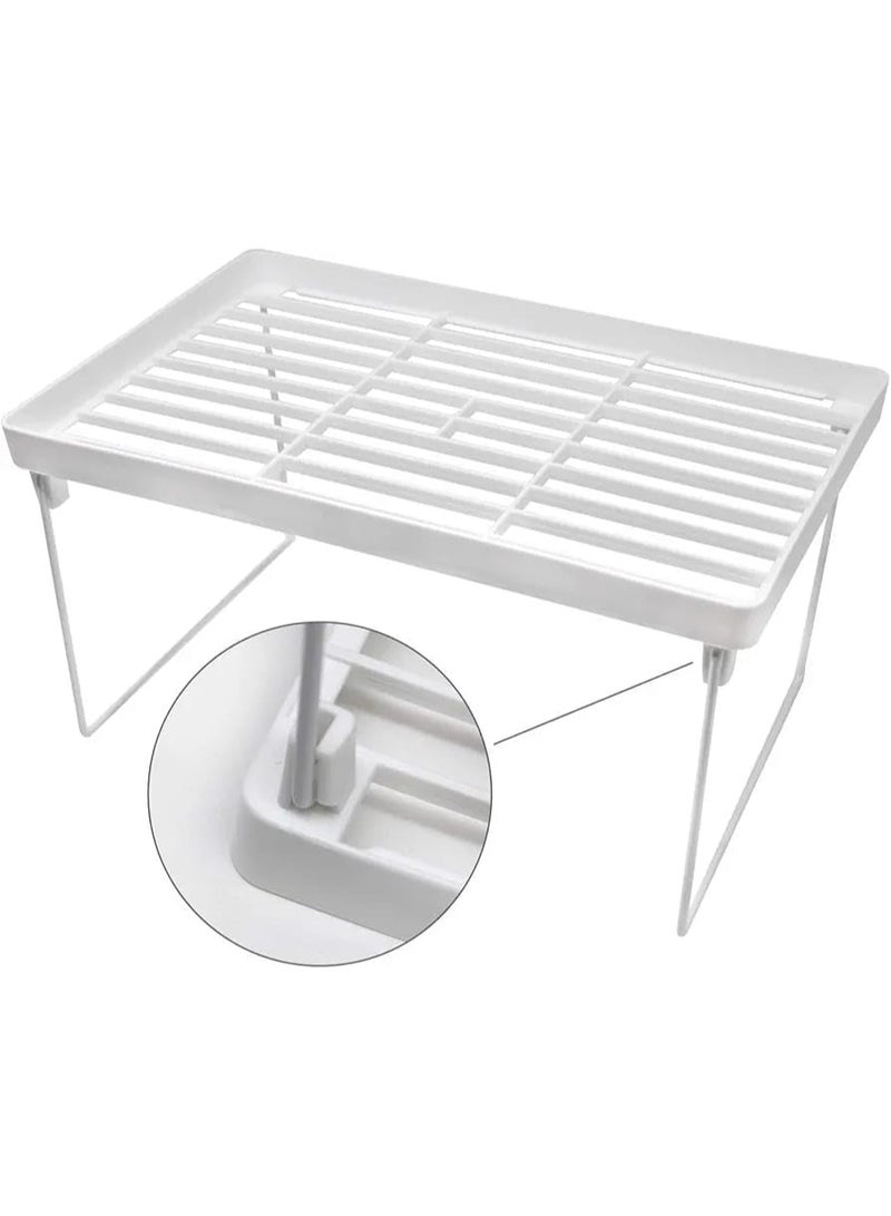 Purfex 3-Piece Kitchen Storage Shelf Organizer Set,Cabinet Organizer Shelf, Stackable Plastic Foldable Countertop Storage Stand with Metal Legs for Kitchen, Bathroom, Desk, Cabinet & Pantry - Image 3