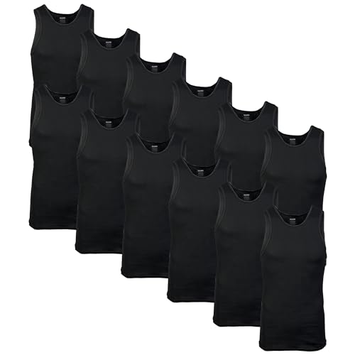 Gildan Men's A-Shirt Tanks, Multipack, Style G1104, Black (12-Pack), Large - Image 5