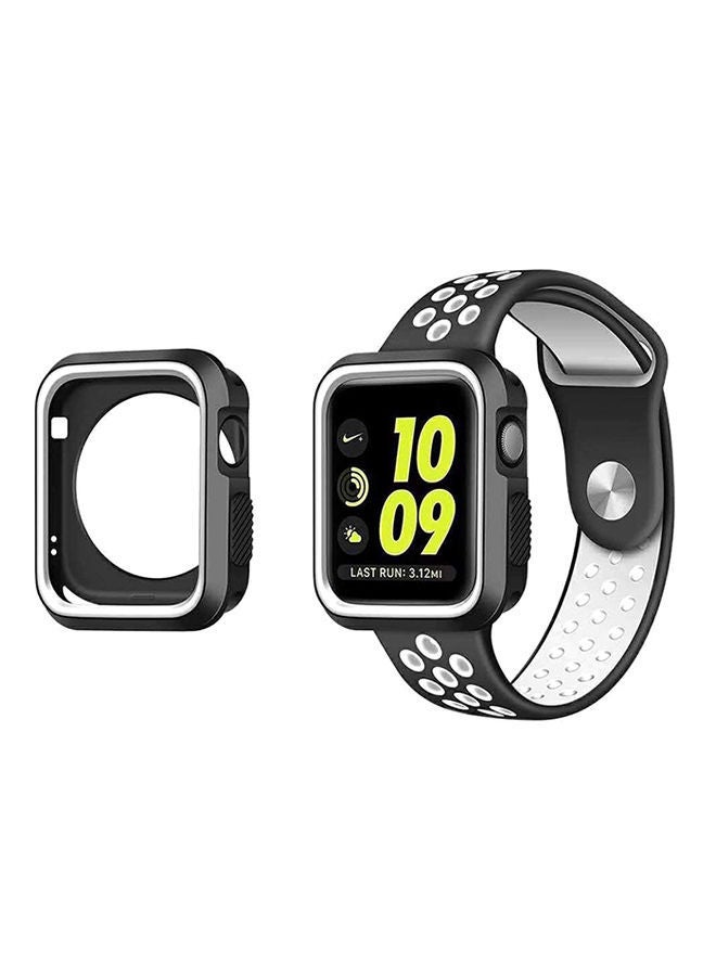 NIBEMINENT Protective Case Cover For Apple Watch Series 3 38mm Black/White - Image 2