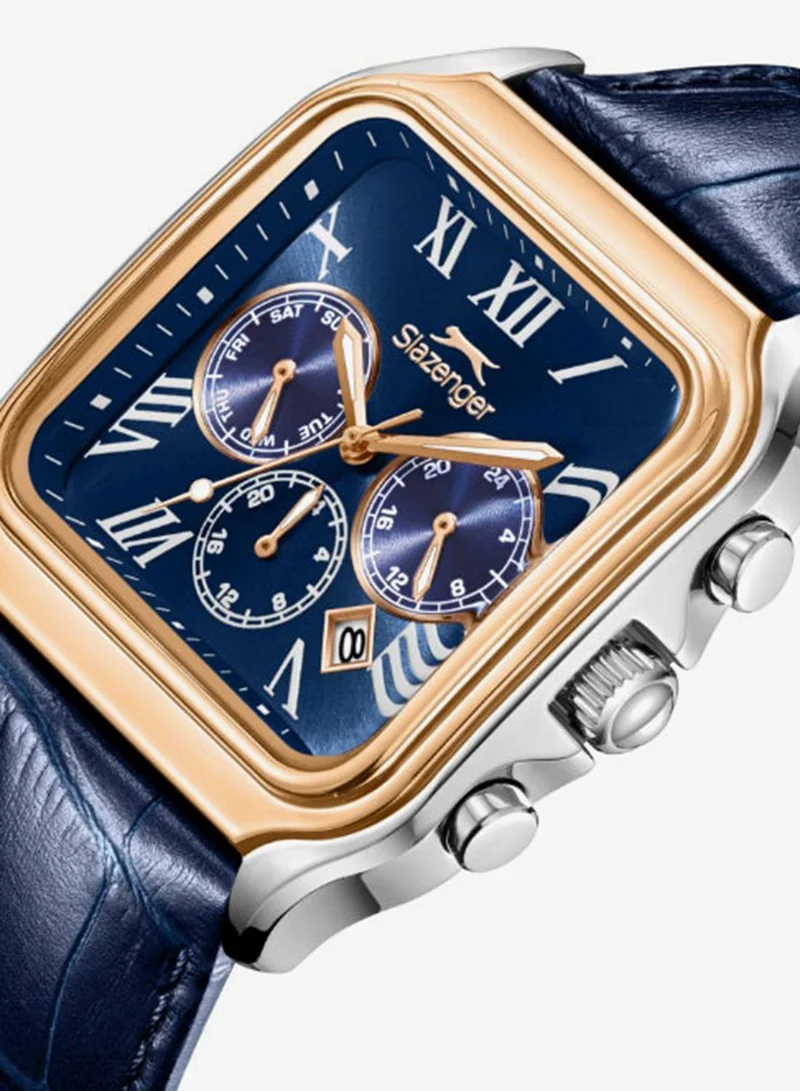 Slazenger Dark Blue Men's Leather Multifunction Watch SL.9.2548.2.03 - 40x50 mm for Men | Best Price UAE