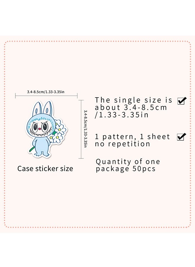 50 Pcs Labubu Cartoon Stickers for Teens, Waterproof Vinyl Decals for Laptops, Water Bottles, Suitcase, Phone Case, Skateboard, Bumper, Graffiti - Image 5