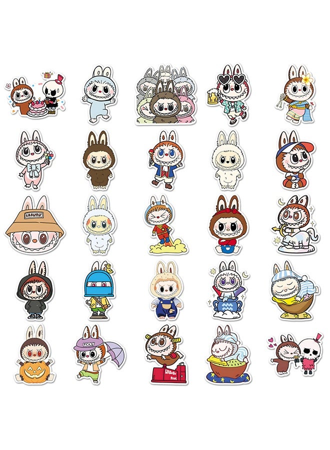 50 Pcs Labubu Cartoon Stickers for Teens, Waterproof Vinyl Decals for Laptops, Water Bottles, Suitcase, Phone Case, Skateboard, Bumper, Graffiti - Image 3