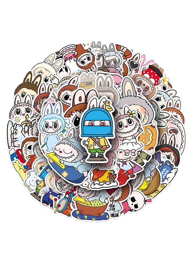 50 Pcs Labubu Cartoon Stickers for Teens, Waterproof Vinyl Decals for Laptops, Water Bottles, Suitcase, Phone Case, Skateboard, Bumper, Graffiti - Image 1