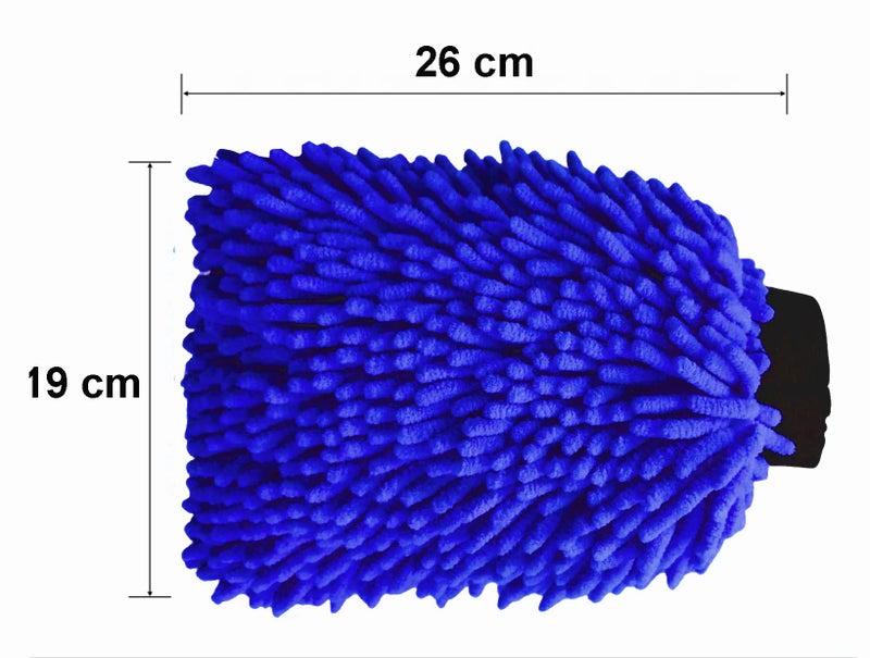MAX Double Sided Microfibre Wash Mitt Cleaning Gloves (1 Pcs) | Extra Large, Super Absorbent, Big Chenille Mitt Glove, 2400 GSM, 26 x 19 cm, Blue - Image 3