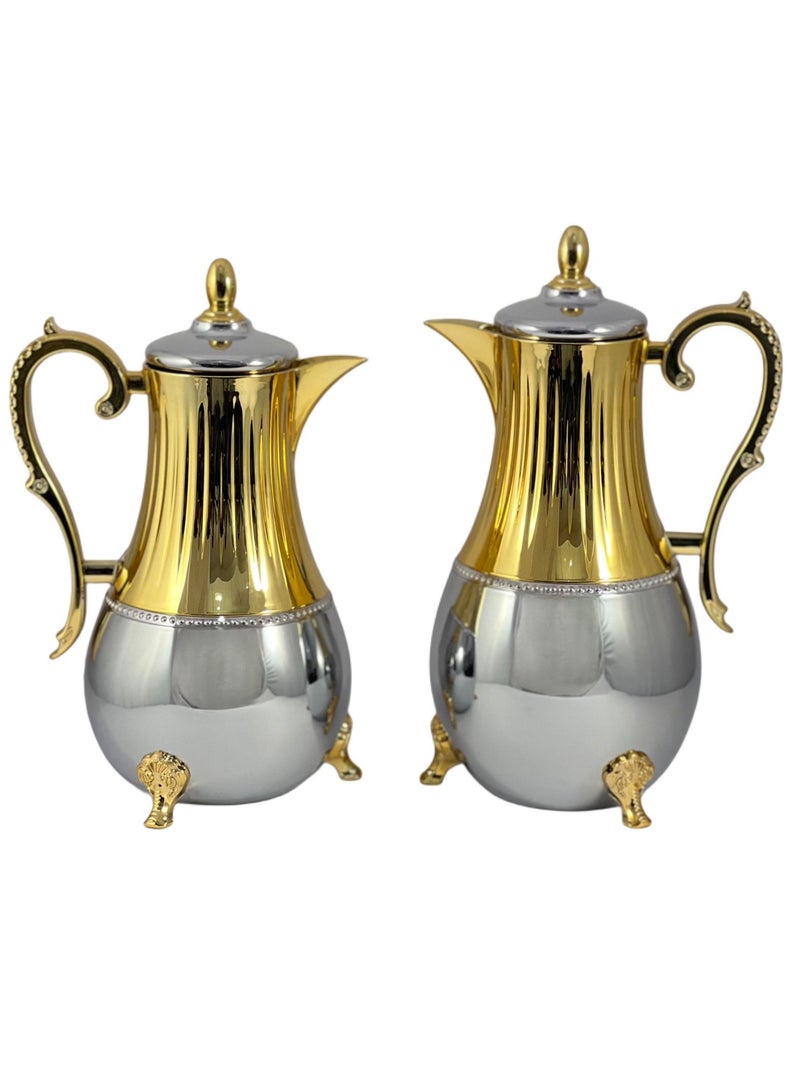 Home Maker Flask 0.75L/1L 2-Piece Set - Stainless Steel Silver/Gold - Image 2