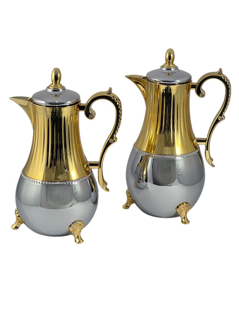 Home Maker Flask 0.75L/1L 2-Piece Set - Stainless Steel Silver/Gold - Image 1