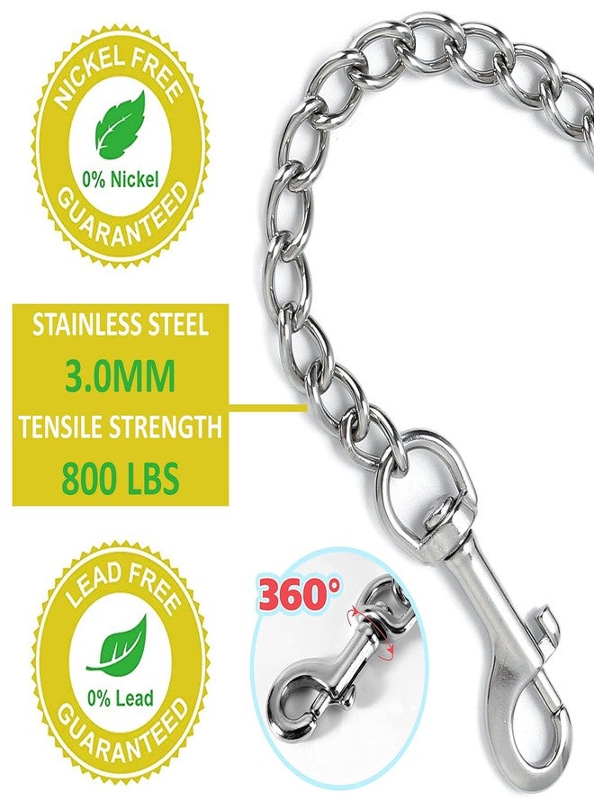 MOZETO Stainless Steel Short Dog Leash for Training - MOZETO Adjustable 12-15in Chew Proof Heavy Duty Leash with Comfortable Hard Handle for Small Medium Large Dogs - Image 4