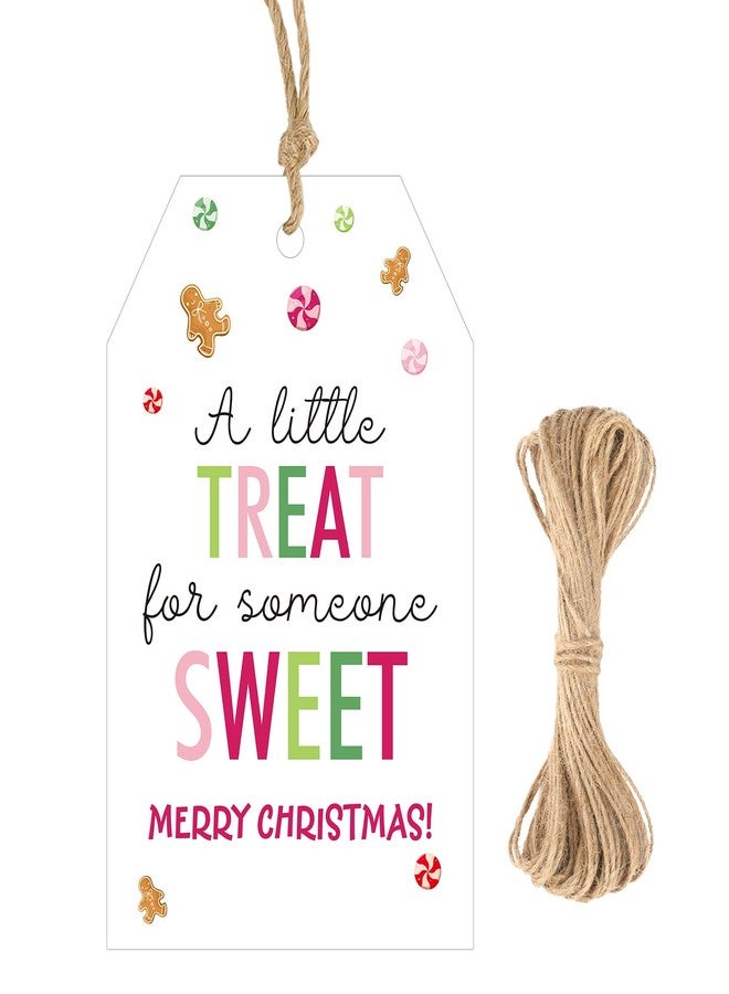 G2PLUS Merry Christmas Tags - 50Pcs Xmas Paper Gift Tags with String, A Little Treat for Someone Sweet Tag for Candy Bags, Gift Wrapping, Holiday Party Favors, DIY Crafts (3.3x2.2 in) - Image 1