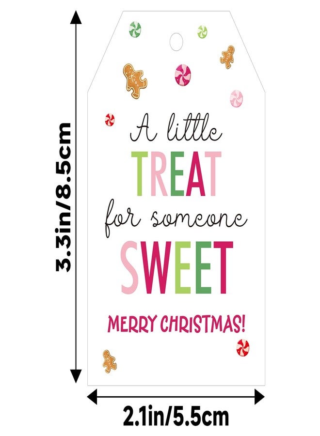 G2PLUS Merry Christmas Tags - 50Pcs Xmas Paper Gift Tags with String, A Little Treat for Someone Sweet Tag for Candy Bags, Gift Wrapping, Holiday Party Favors, DIY Crafts (3.3x2.2 in) - Image 2