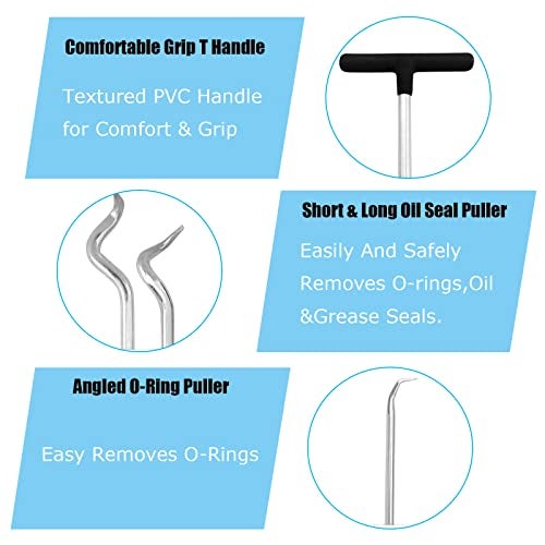 NACHEE 3Pcs Heavy Duty O Ring Rubber Seal Puller Pick Tool Set for Automotive Car,Removing O-Ring Removal Tool Set O-Ring and Oil Seal Puller - Image 4
