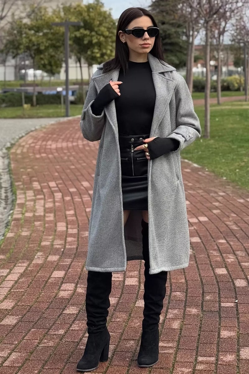 Gülseli Rose Lined Double Breasted Women's Cashmere Coat - Image 2