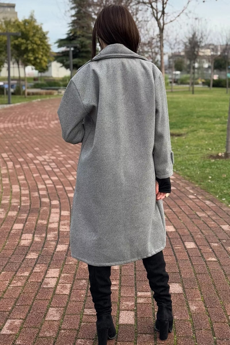 Gülseli Rose Lined Double Breasted Women's Cashmere Coat - Image 4
