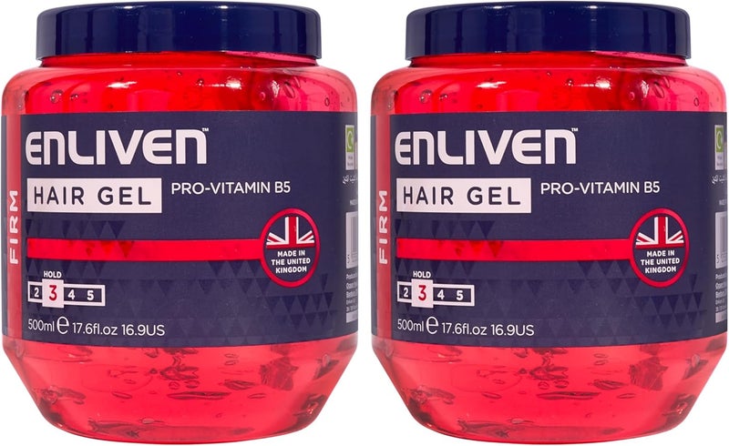 Enliven Hair Gel Firm Hold Red 500mlx2 Pack Mens Hair Products Gel for Everyday Use Shape Hair Your Way Hair Gel Mens Products