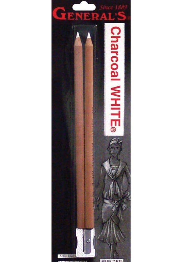 GENERAL'S Charcoal White Pencils - 2 Count Pack of 2B