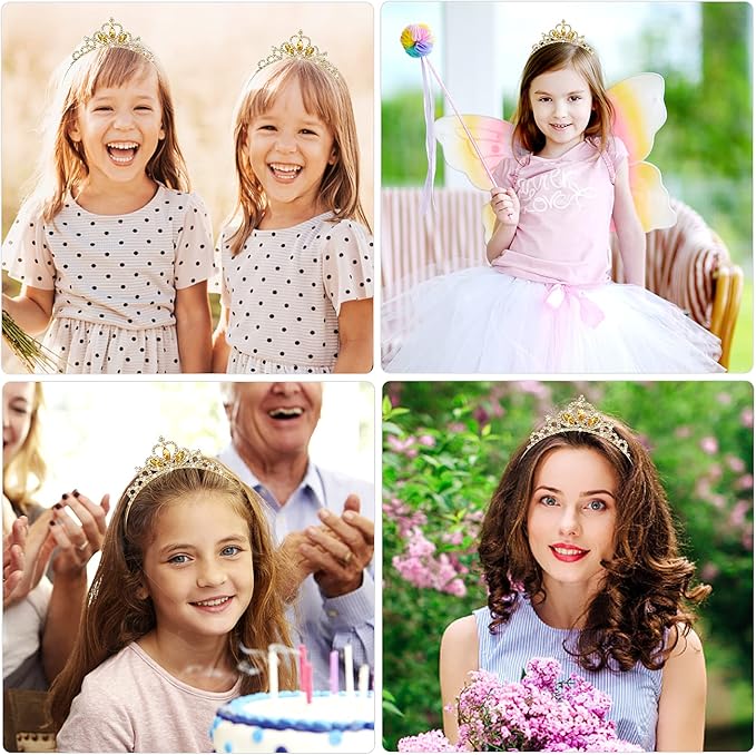 WLLHYF تاج الأميرة WLLHYF كريستالي مزين بالأحجار الكريمة إكسسوارات شعر للنساء والفتيات لعيد الميلاد وزينة الكرنفال وزفاف العروس