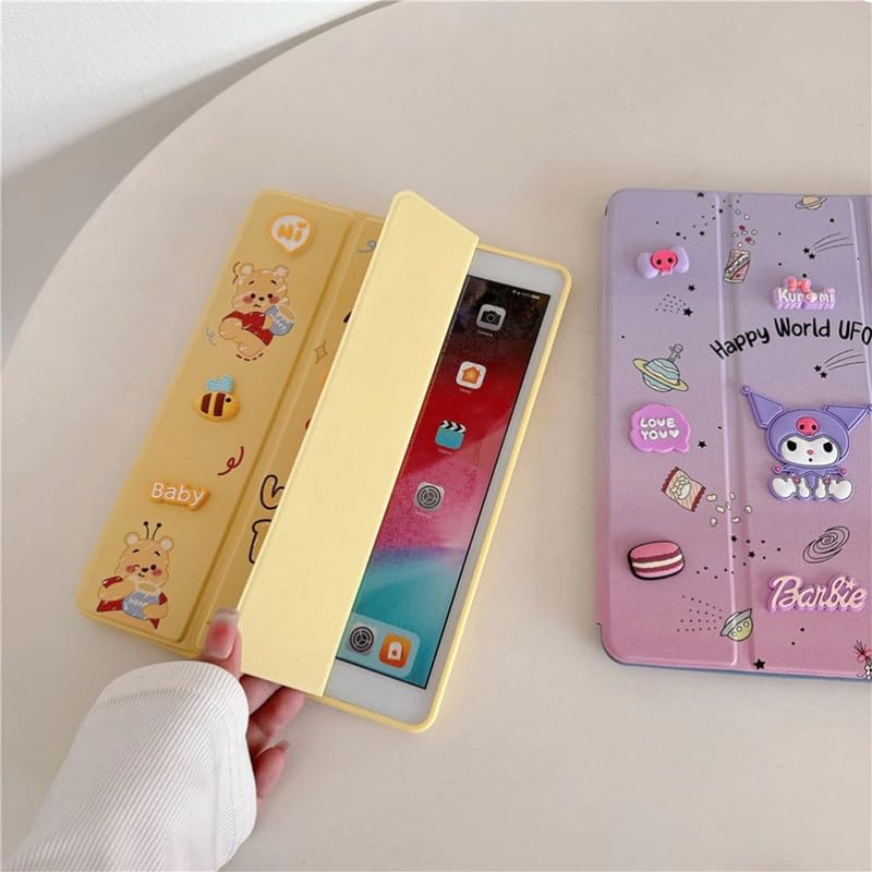 COVERLY for Samsung Tab A9 Plus 3D Cute Cartoon Kuromi Doll PU Leather Flip Case,Candy Auto Wake/Sleep Colorful Floral Stand with Pencil Holder Cover for Samsung Galaxy Tab A9+ 11 inch (Pastel) - Image 5