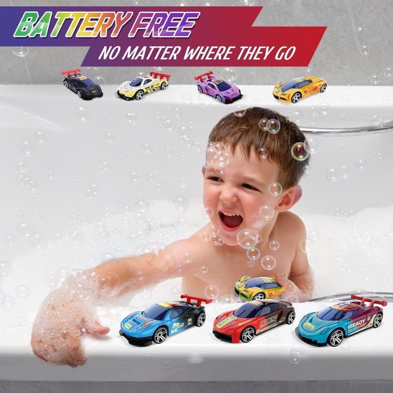 MACALOCA Color Changing Cars Toys Bath Toys for Kids Ages 1-3 4-8 Easter Basket Stuffers for Kids Grandkids Pool Water Toys Boys Birthday Easter Egg Fillers Car Sensory Die-Cast Toys - Image 5