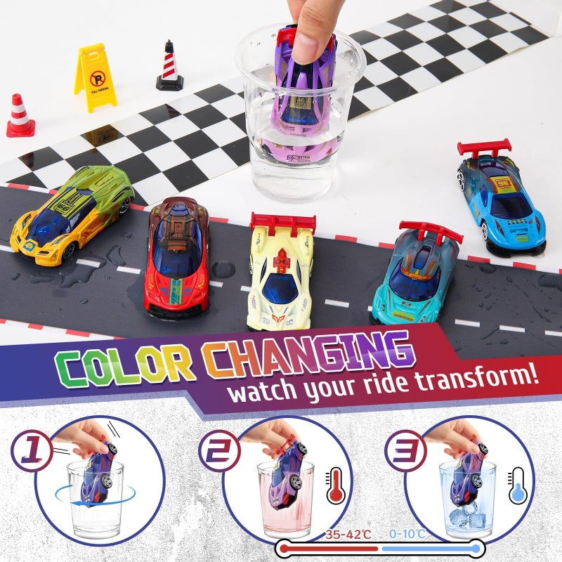 MACALOCA Color Changing Cars Toys Bath Toys for Kids Ages 1-3 4-8 Easter Basket Stuffers for Kids Grandkids Pool Water Toys Boys Birthday Easter Egg Fillers Car Sensory Die-Cast Toys - Image 2