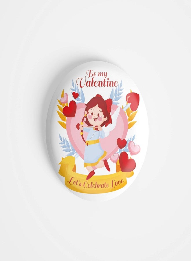 dhcrafts Magnetic Badges White Valentine's Day D8 Glossy Finish Design Gift Pack of 1 - Image 1