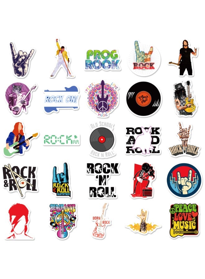 NIBEMINENT 50 Pcs Rock Series Deco Kit Waterproof Stickers, High Definition Printing Bright Colors, Suitable for Laptop Skateboard Luggage Water Bottle Guitar DIY - Image 2